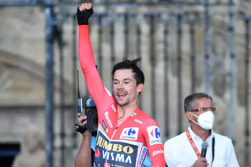 Primoš Roglic competes in the Vuelta a España