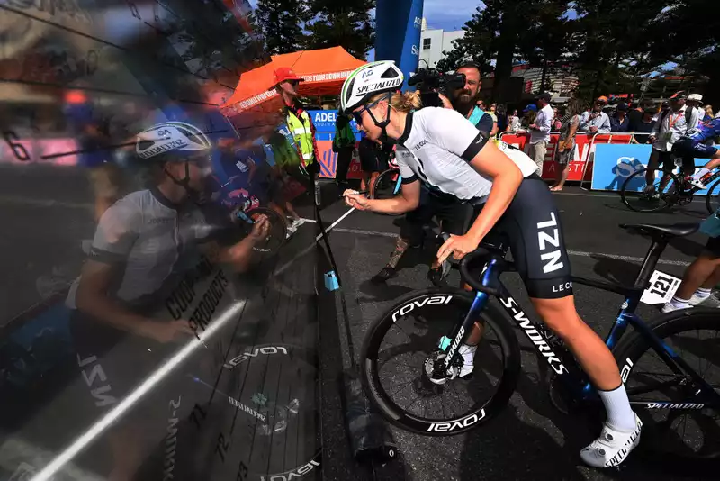 Allie Wollaston - fell from behind in the Women's Tour Down Under and jumped forward.