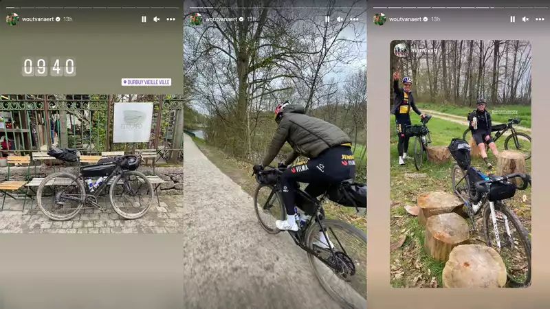 Wout Van Aert takes a bikepacking trip during race break